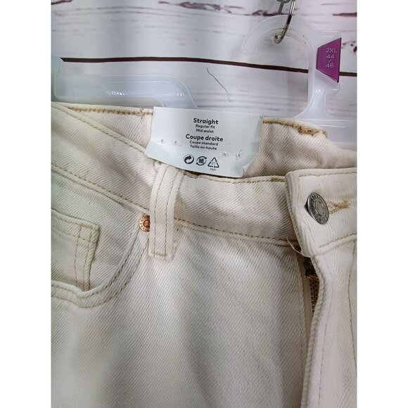 H&M &Denim Coupe Standard‎ Straight Leg Cream White Jeans Mid Waist Size 4 - Picture 4 of 11